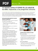 The COVID-19 Vaccine and Your Childâ ™s Health Answers To Common Questions Spanish