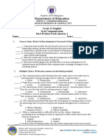 English Grade 11 Oral Communication Module 1 and 2 Written Works Assessment