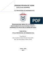 Evaluación Del Riesgodel Sistema de Abastecimiento de Agua Potable Frente Afenómenos Naturalesen La Ciudad de Tacna