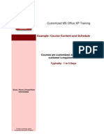 Example: Course Content and Schedule: Customized MS Office XP Training