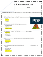 Rocks & Minerals - Unit Test (Answer Key)