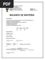 UNIVERSIDAD MAYOR DE SAN ANDRES Cuestionario Balance de Materia