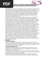 Plan de Trabajo para Los Juegos Florales Escolares 2022