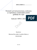 NP 011-2022 - Normativ Privind Proiectarea, Realizarea Și Exploatarea Construcțiilor Pentru Grădinițe de Copii, Indicativ