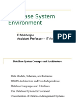 Database System Environment: D Mukherjee Assistant Professor - IT Area