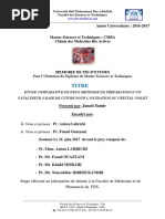 Etude Comparative de Deux Méthodes de Préparation D'un Catalyseur À Base de Cuivre Pour L'oxydation Du Crystal Violet - Samir JA