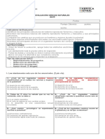 Evaluación Ciencias 6° AACC