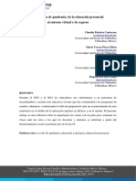 En Tiempos de Pandemia de La Educación Presencial Al Entorno Vitual y de Regreso