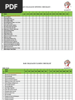 Bar Opening and Closing Checklist Sept 2011