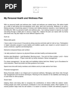 My Personal Health and Wellness Plan