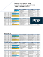 Jadwal Per Kelas Semester Ganjil 2022