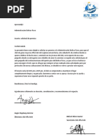 Carta para Administración Bolívar Rave