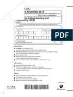 LCCI Level 2 Certificate in Bookkeeping and Accounting ASE20093 Nov 2018