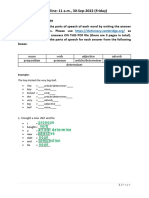 Parts of Speech Exercise - With Answers