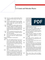 Chronological Table For The Development of Atomic and Molecular Physics