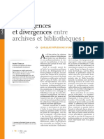 Convergences Et Divergences Entre Archives Et Bibliotheques