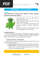 1er Año - Geografía - Divisiones de América Según Diferentes Criterios Geológico Estructural, Sociocultural y Político