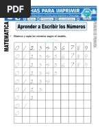 Ficha de Aprendiendo A Escribir Los Números para Primero de Primaria