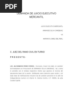 Demanda de Juicio Ejecutivo Mercantil