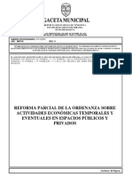 Reforma Parcial de La Ordenanza Sobre Actividades Economicas Temporales y Eventuales en Espacios Publicos y Privados 31 10 18