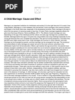 A Child Marriage Cause and Effect