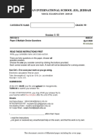 Physics Mock Y9 Paper 2