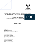 Similitudes Entre Metodo Clinico, Experimental y Epidemiológico