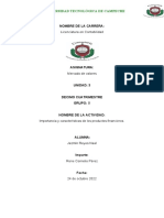 Importancia y Características de Los Productos Financieros.