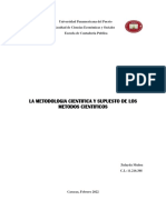 Ensayo La Metodologia Cientifica y Supuesto de Los Metodos Cientificos