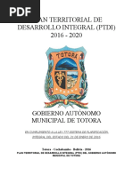 Final Plan Territorial de Desarrollo Integral (PTDI) Totora 2016-2020