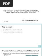 Topic 1 - The Concept of Performance Measurement Systems