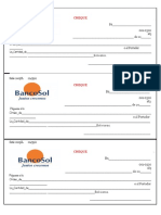 Cheque Banco Sol