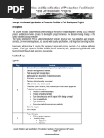 Concept Selection and Specification of Production Facilities in Field Course Outline