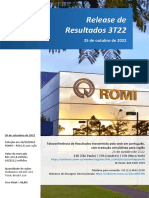 Press Release Do Resultado Das Indústrias Romi Do 3T22