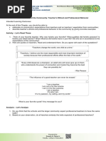 Lesson 7 The Teacher and The Community - Teacher's Ethical and Professional Behavior