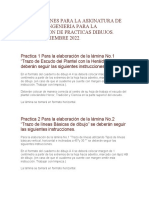 Instrucciones para La Asignatura de Dibujo de Ingenieria para La Elaboracion de Practicas Dibujos. Agosto Diciembre 2022