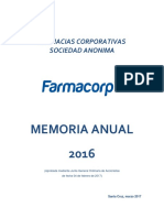 Memoria Anual 2016: Farmacias Corporativas Sociedad Anonima