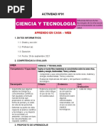 ACTIVIDAD N de Ciencia para El Martes 25-10