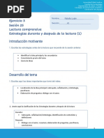 Ejercicio 3, Sesión 25, Estrategias Durante y Después de La Lectura, Primer Ciclo 2022