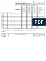 Power Tools - Montly HSE Inspection Checklist