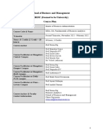 School of Business and Management CHRIST (Deemed To Be University) Course Plan