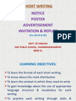 Notice, Poster, Advt & Invitation & Reply Writing