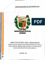 Directiva n002-2021-Mdk Directiva Ejecucion de Obras Publicas Bajo Lodalidad Administracion Directa