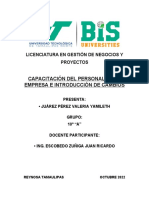 Capacitación Del Personal de La Empresa e Introducción de Cambios