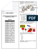 Verificação de Aprendizagem 3º Corte - Matemática - Pré-Silábico