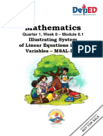 Mathematics: Illustrating System of Linear Equations in Two Variables - M8AL-Ih-1