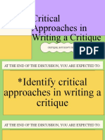 Critical Approaches in Writing A Critique