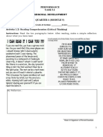 PARALLEL@PERFORMANCEPERDEV - Q1 - Mod5 - The Brain Parts Functions and Societal Relationship