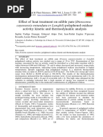 Effect of Heat Treatment On Edible Yam (Dioscorea Activity: Kinetic and Thermodynamic Analysis