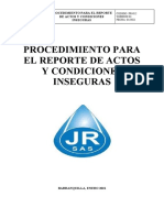 PR-012 Procedimiento para El Reporte de Actos y Condiciones Inseguras (Raci)